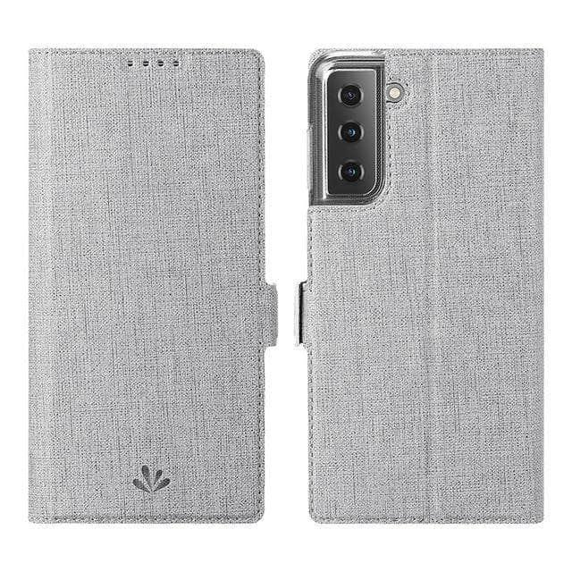 CaseBuddy Australia Casebuddy For Galaxy S21 / Gray Galaxy S21 Luxury PU Leather Wallet Flip Cover