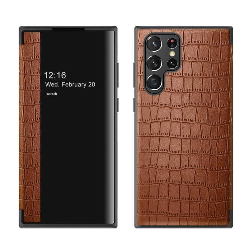 CaseBuddy Australia Casebuddy Galaxy S22 Luxury Crocodile Texture PU Leather  Flip Cover