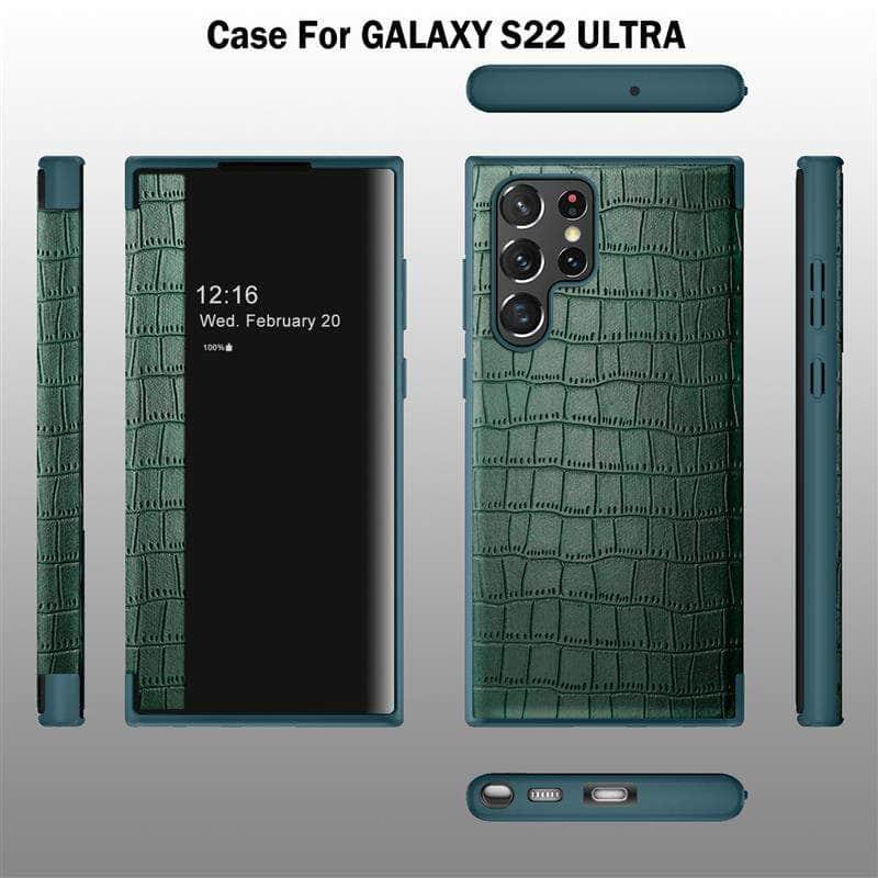 CaseBuddy Australia Casebuddy Galaxy S22 Luxury Crocodile Texture PU Leather  Flip Cover