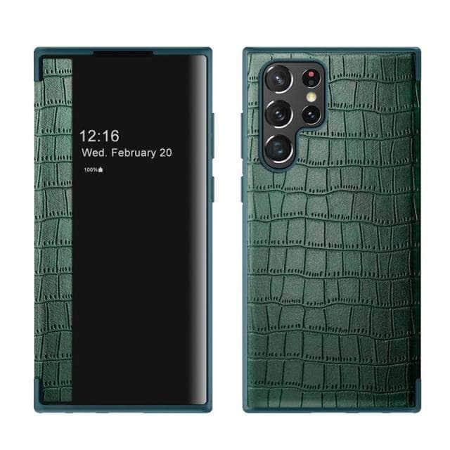 CaseBuddy Australia Casebuddy S22 / green Galaxy S22 Luxury Crocodile Texture PU Leather  Flip Cover