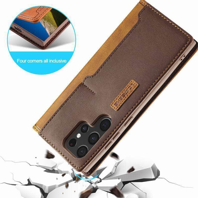 Casebuddy Galaxy S23 Ultra Luxury Magnetic Real Leather Wallet