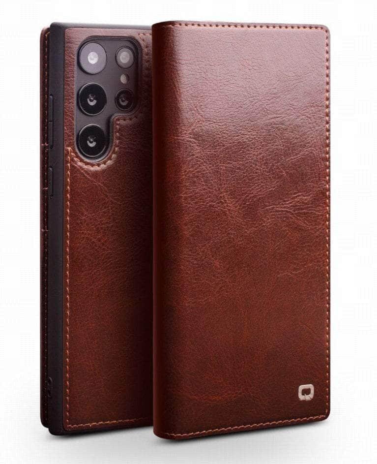 Casebuddy Galaxy S23 Ultra Real Genuine Leather Flip Cover