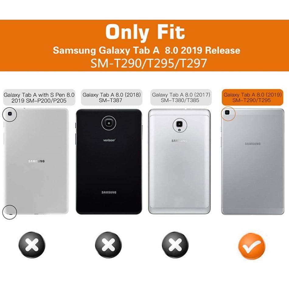 Galaxy Tab A 8.0 2019 SM-T290 T295 Map Pattern PU Leather Card Slot Stand Shell - CaseBuddy