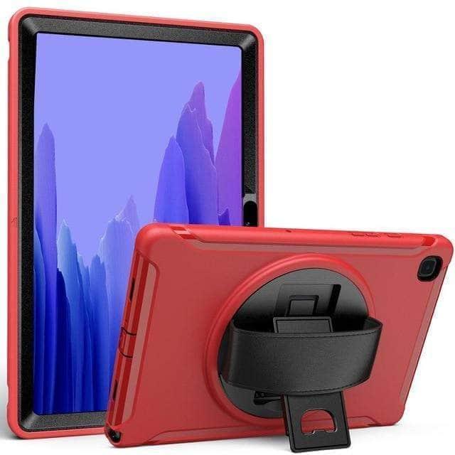 CaseBuddy Australia Casebuddy Red Galaxy Tab A7 Case 10.5 T500 T505 Rotation Tablet Shockproof Hard Heavy Duty Case