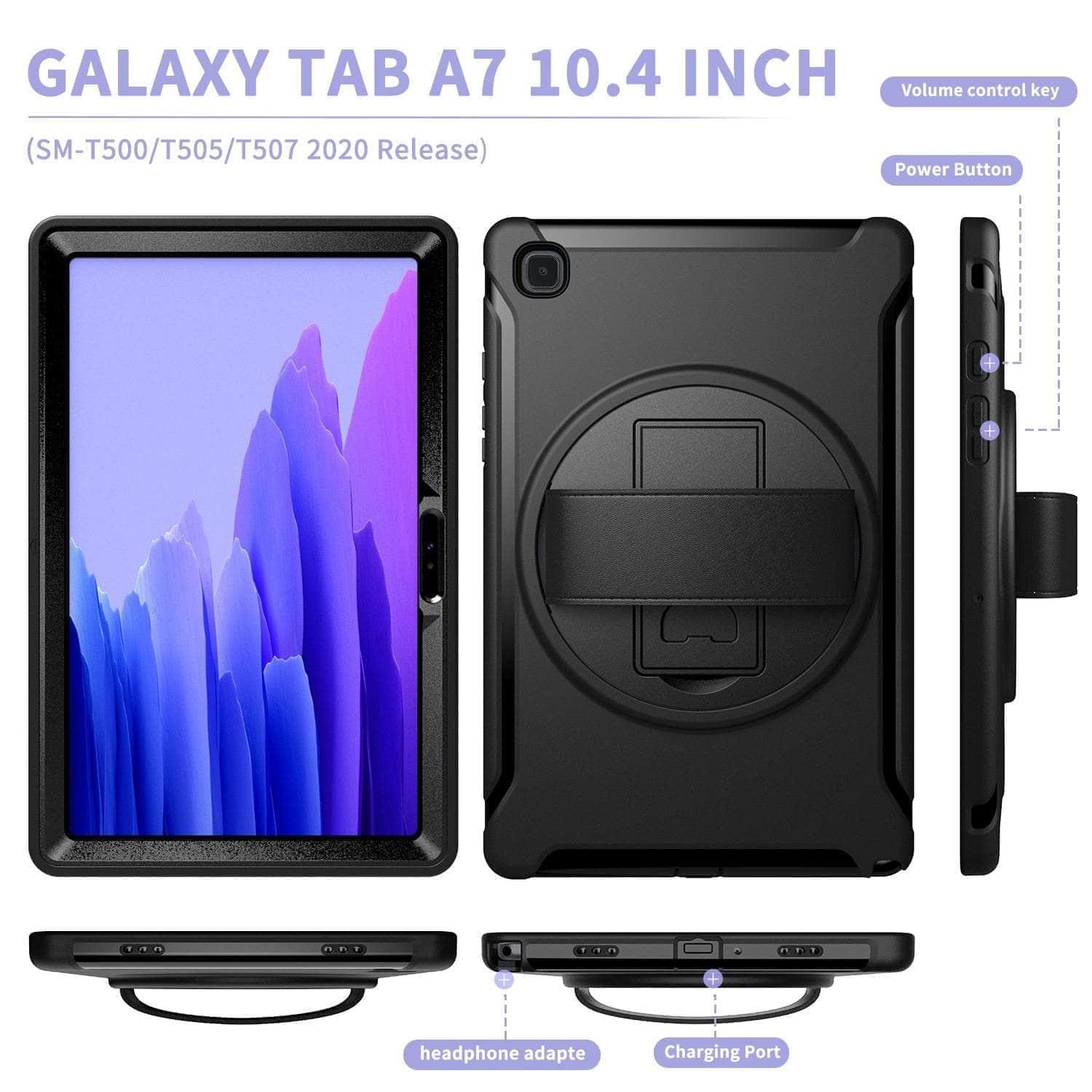 CaseBuddy Australia Casebuddy Galaxy Tab A7 Case 10.5 T500 T505 Rotation Tablet Shockproof Hard Heavy Duty Case