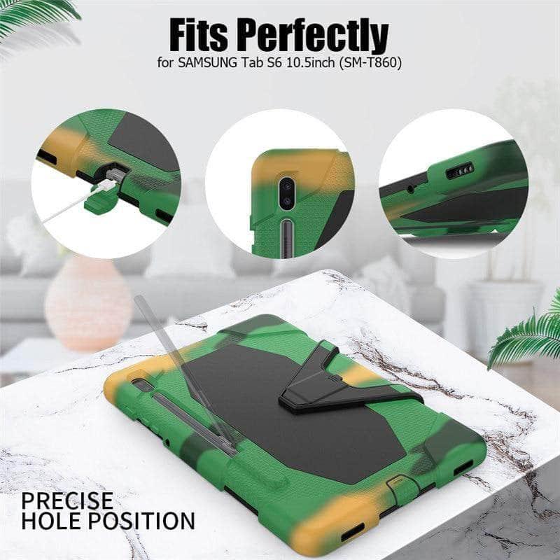 Galaxy Tab S6 10.5 2019 T860 T865 Kids Safe Shockproof Heavy Duty Silicone Hard Stand - CaseBuddy