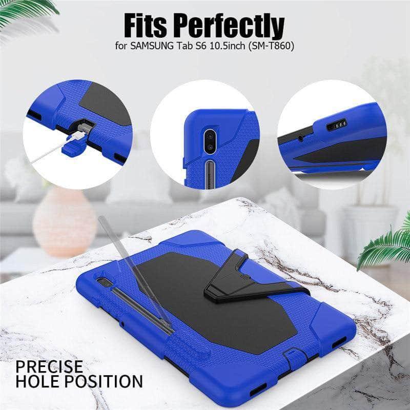Galaxy Tab S6 10.5 2019 T860 T865 Kids Safe Shockproof Heavy Duty Silicone Hard Stand - CaseBuddy