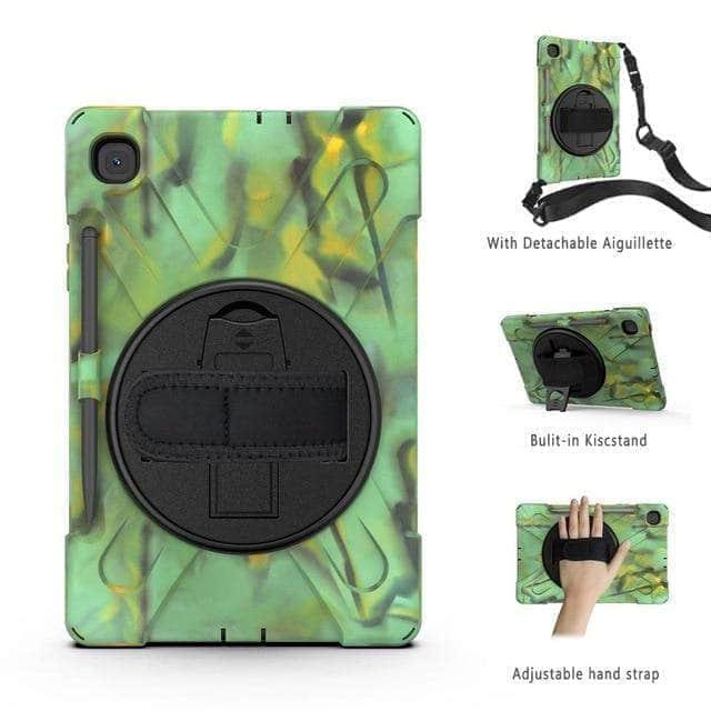 CaseBuddy Australia Casebuddy Camouflage Galaxy Tab S6 Lite 10.4 P610 P615 360 Rotatable Shockproof Case Hand Shoulder Strap