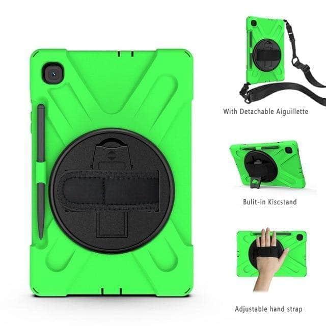 CaseBuddy Australia Casebuddy Green Galaxy Tab S6 Lite 10.4 P610 P615 360 Rotatable Shockproof Case Hand Shoulder Strap