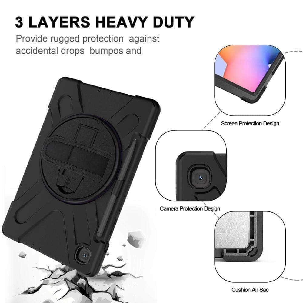 CaseBuddy Australia Casebuddy Galaxy Tab S6 Lite 10.4 P610 P615 360 Rotatable Shockproof Case Hand Shoulder Strap