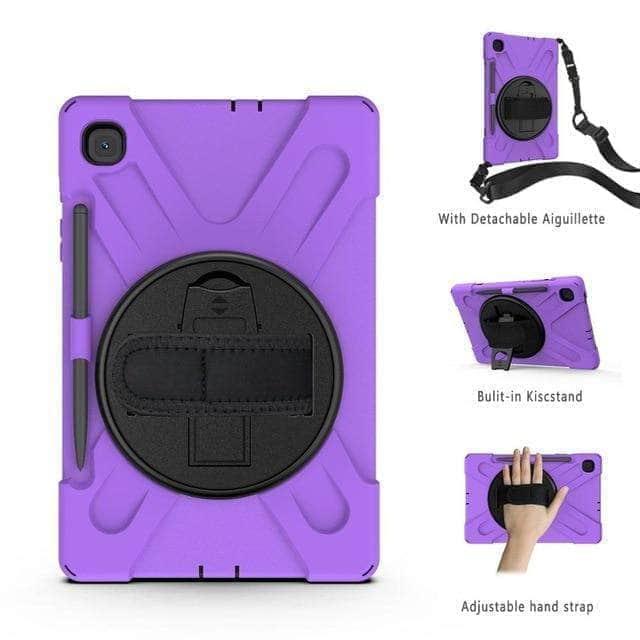 CaseBuddy Australia Casebuddy Purple Galaxy Tab S6 Lite 10.4 P610 P615 360 Rotatable Shockproof Case Hand Shoulder Strap