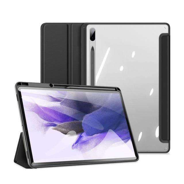 CaseBuddy Australia Casebuddy Black Galaxy Tab S7 Lite 12.4 T730 T735 Smart Sleep Wake Pencil Holder Stand