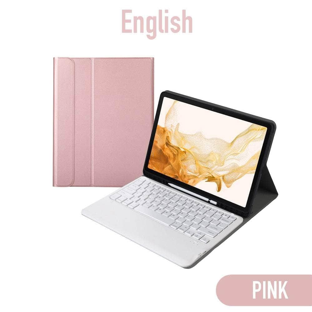 CaseBuddy Australia Pink English / Galaxy Tab S8 Plus Galaxy Tab S8 Plus Portable Wireless Bluetooth Keyboard Case