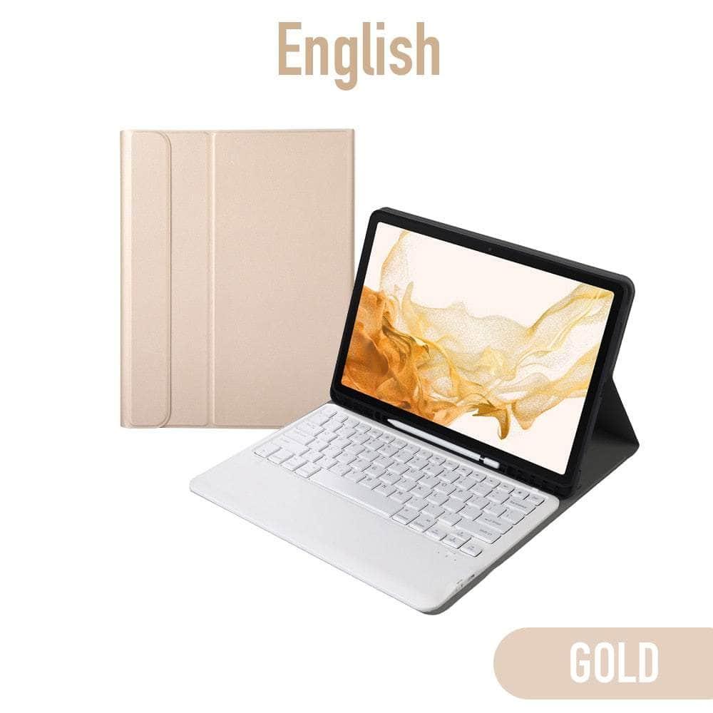 CaseBuddy Australia Gold English / Galaxy Tab S8 Plus Galaxy Tab S8 Plus Portable Wireless Bluetooth Keyboard Case