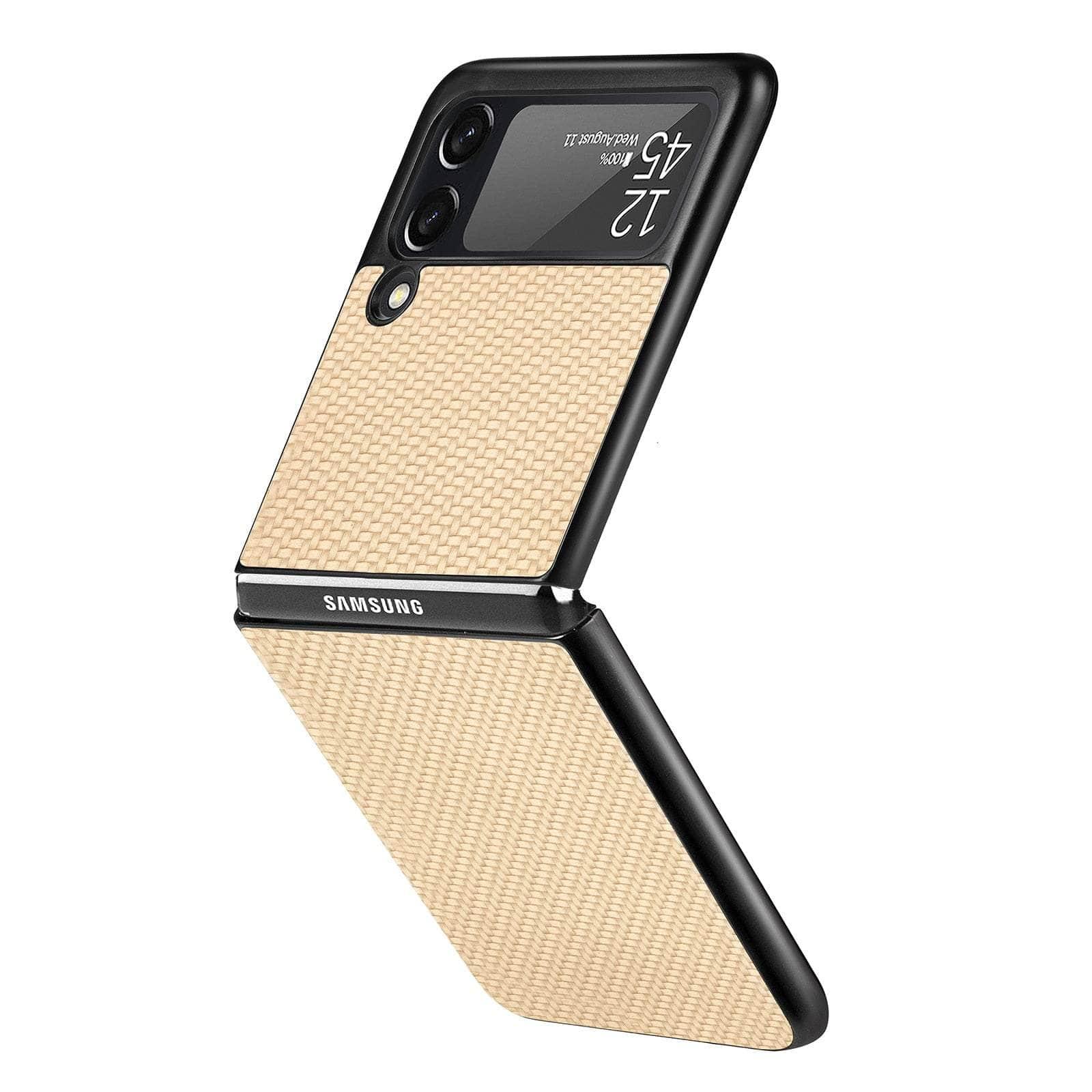 Casebuddy for Galaxy Z Flip 3 / Khaki Galaxy Z Flip 3 Luxury Carbon Fiber Slim Case