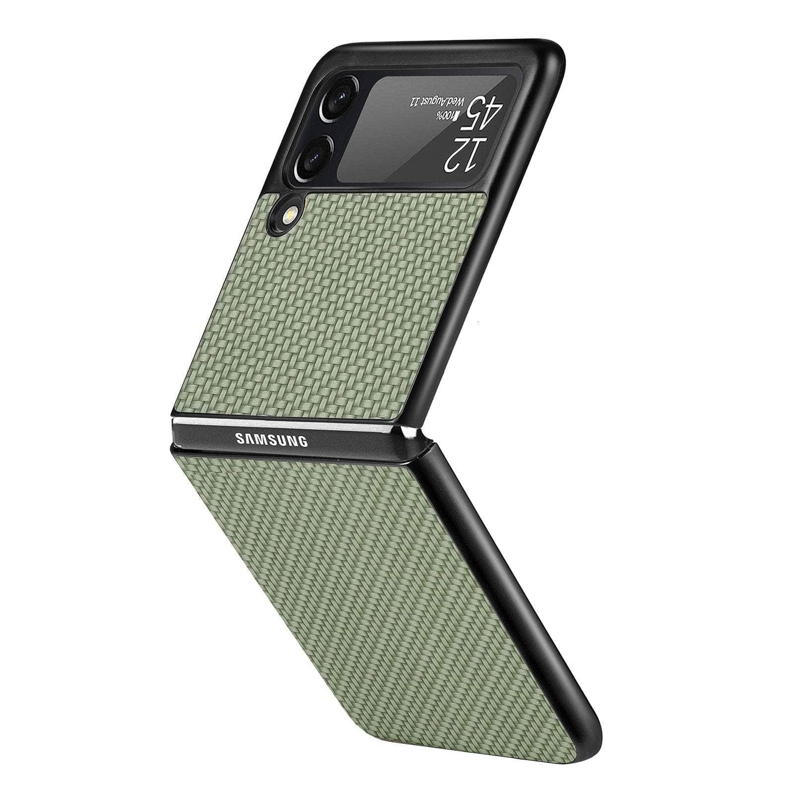 Casebuddy for Galaxy Z Flip 3 / Green Galaxy Z Flip 3 Luxury Carbon Fiber Slim Case