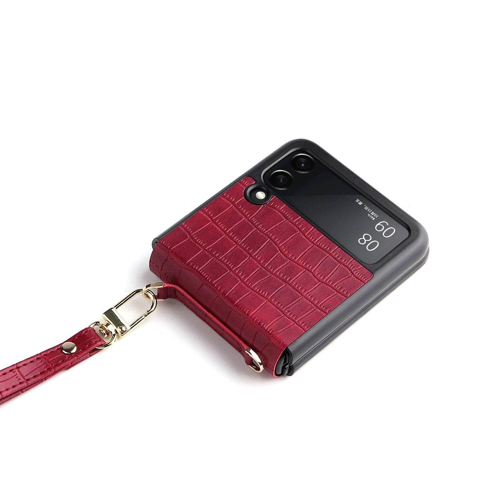 Casebuddy red / for Z Flip 4 Galaxy Z Flip 4 Leather Hand Strap Case