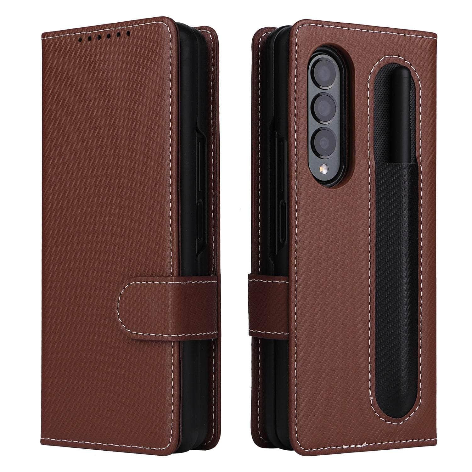 Casebuddy Auburn / for Samsung Z Fold 3 Galaxy Z Fold 3 Anti-Knock Business Leather Wallet