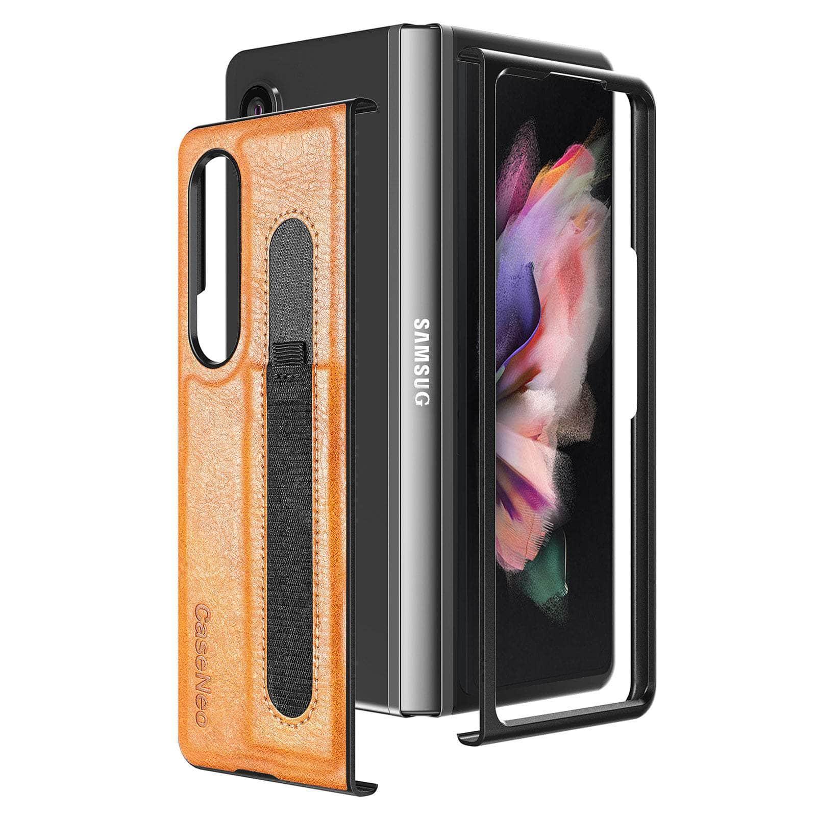 Casebuddy Galaxy Z Fold 4 Slim Thin Pen Holder Leather Case