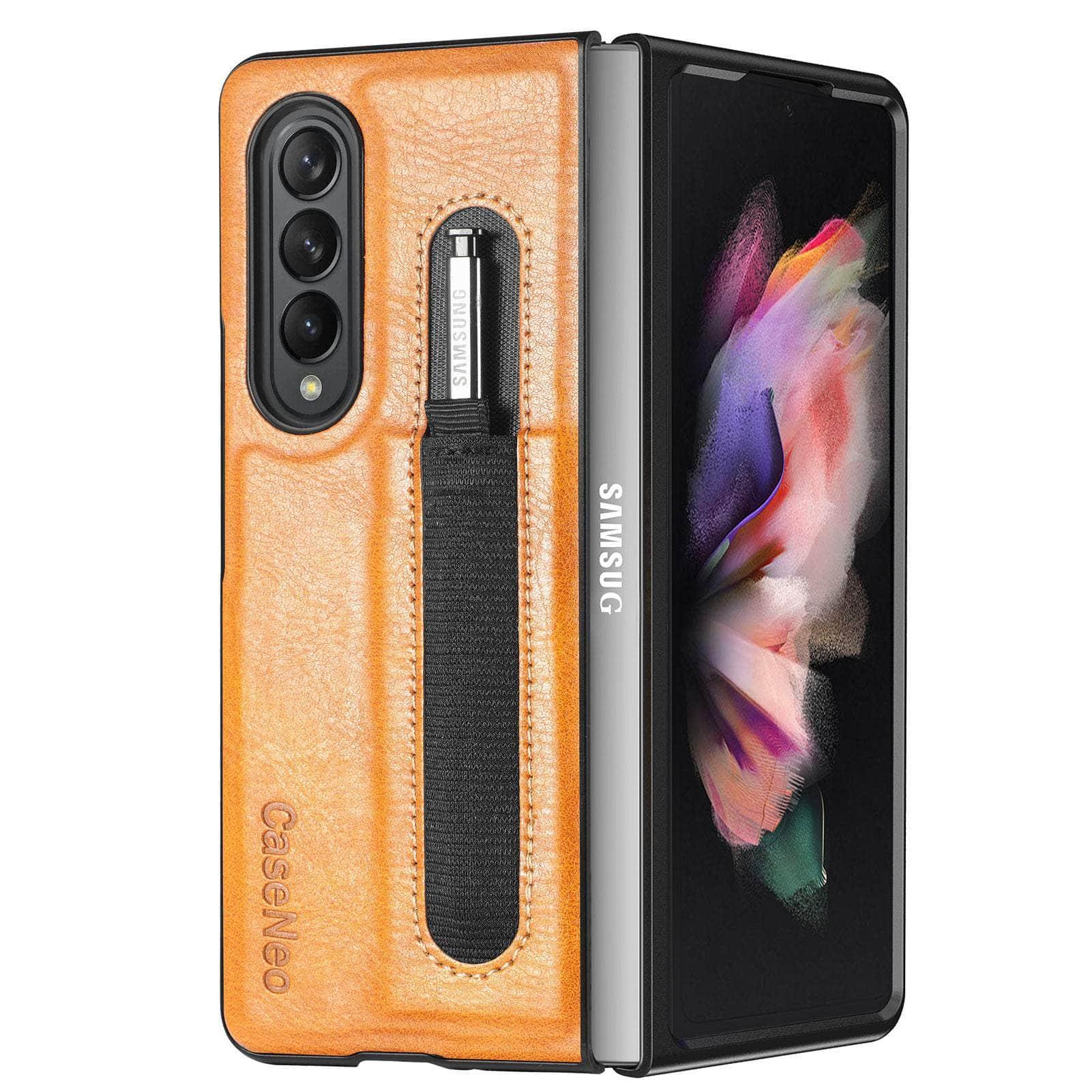 Casebuddy Galaxy Z Fold 4 Slim Thin Pen Holder Leather Case