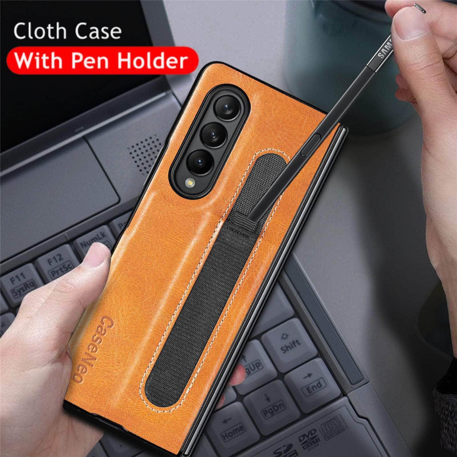 Casebuddy Galaxy Z Fold 4 Slim Thin Pen Holder Leather Case