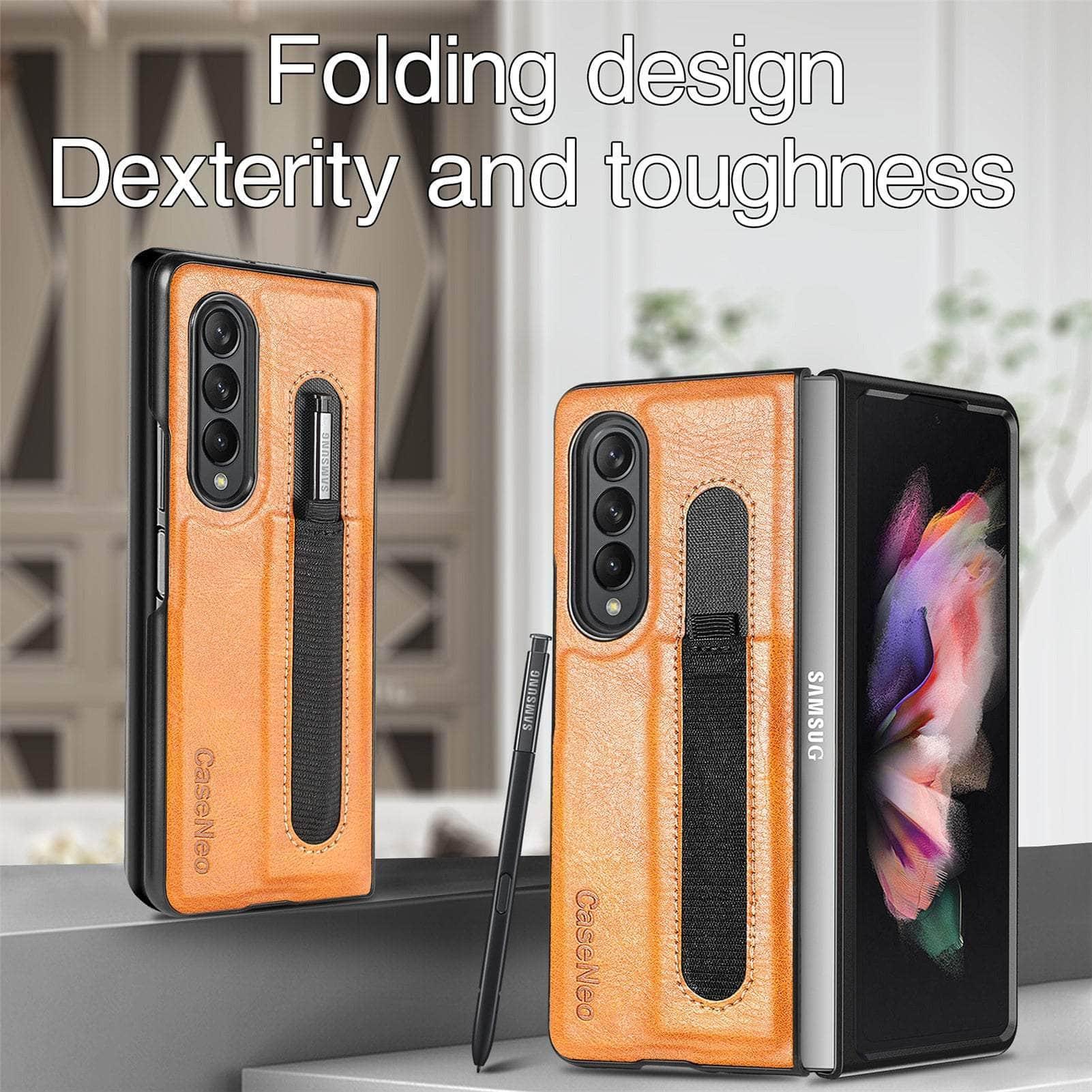 Casebuddy Galaxy Z Fold 4 Slim Thin Pen Holder Leather Case