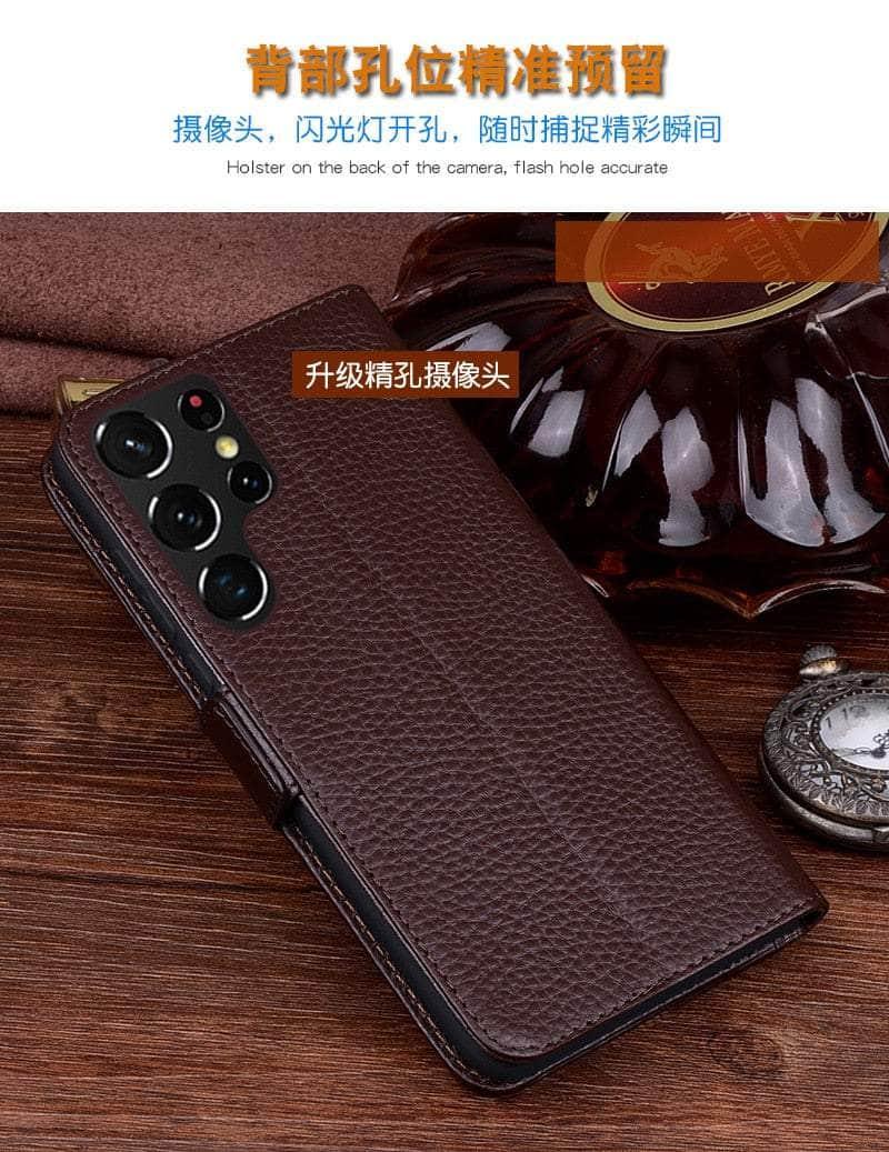 CaseBuddy Australia Casebuddy Genuine Cowhide Leather Flip S22 Ultra Case