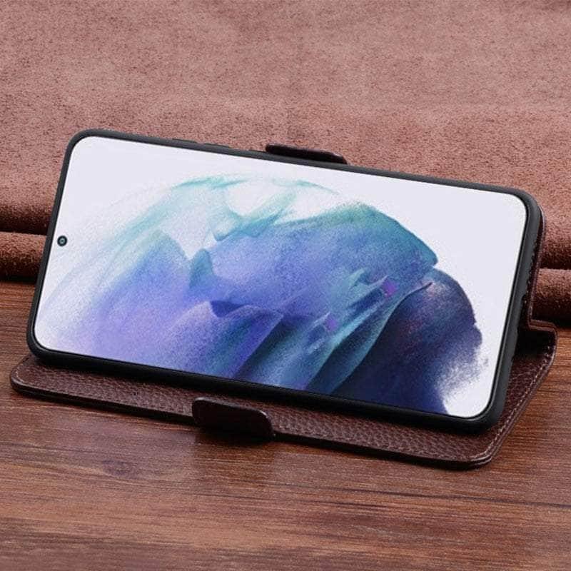 CaseBuddy Australia Casebuddy Genuine Cowhide Leather Flip S22 Ultra Case