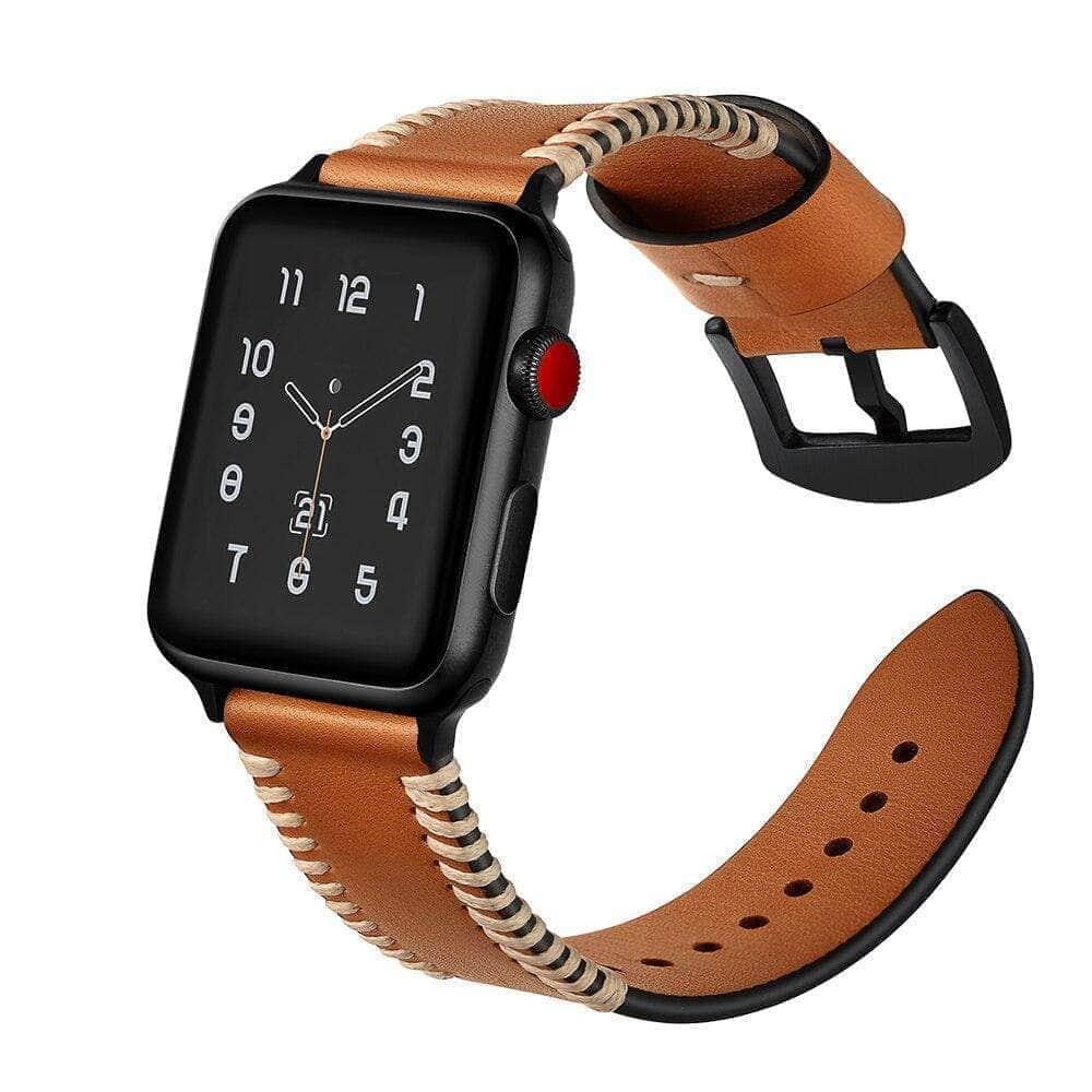 CaseBuddy Australia Casebuddy Genuine Leather Band Apple Watch 6 5 4 3 2 SE 44/42/40/38 Bracelet Belt.