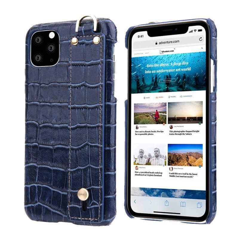 Genuine Leather Case iPhone 11 Pro Max Cover Irregular Protection Coque Casing Wrist Housing - CaseBuddy