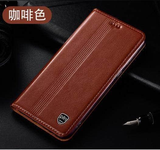 CaseBuddy Australia Casebuddy Galaxy A21S / Coffee Genuine Leather Flip Galaxy S21 Card Slot Case