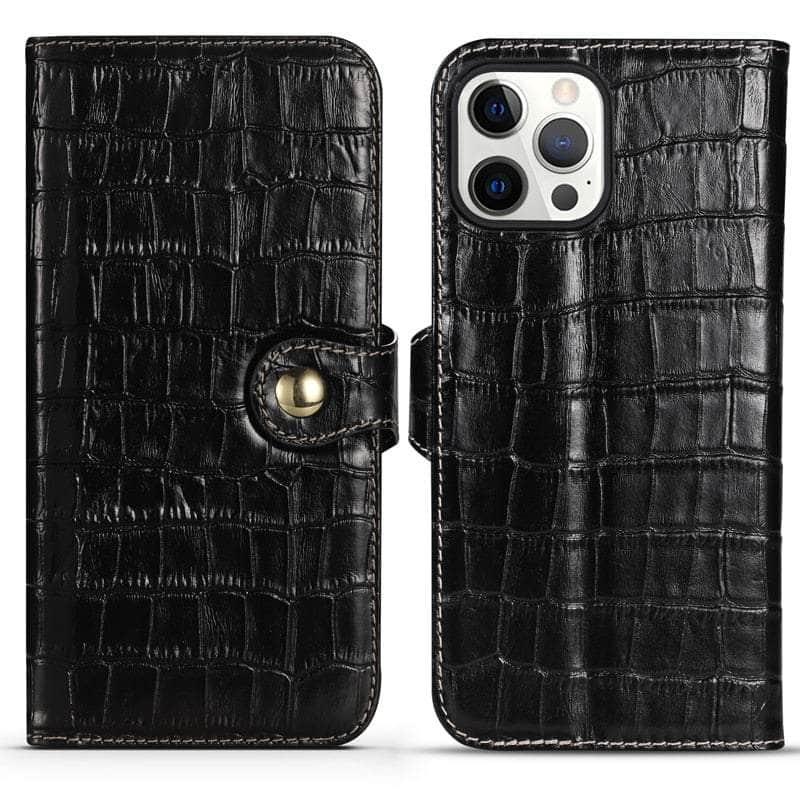 CaseBuddy Australia Casebuddy For iPhone 13 Mini / black Genuine Leather iPhone 13 Mini Natural Cowhide Full Edge Protection Case