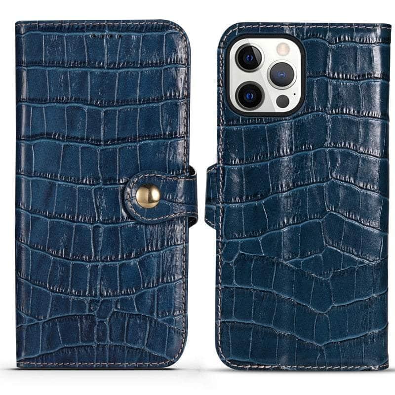 CaseBuddy Australia Casebuddy For iPhone 13 Mini / Blue Genuine Leather iPhone 13 Mini Natural Cowhide Full Edge Protection Case
