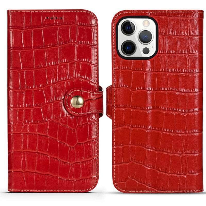 CaseBuddy Australia Casebuddy For iPhone 13 Mini / Red Genuine Leather iPhone 13 Mini Natural Cowhide Full Edge Protection Case