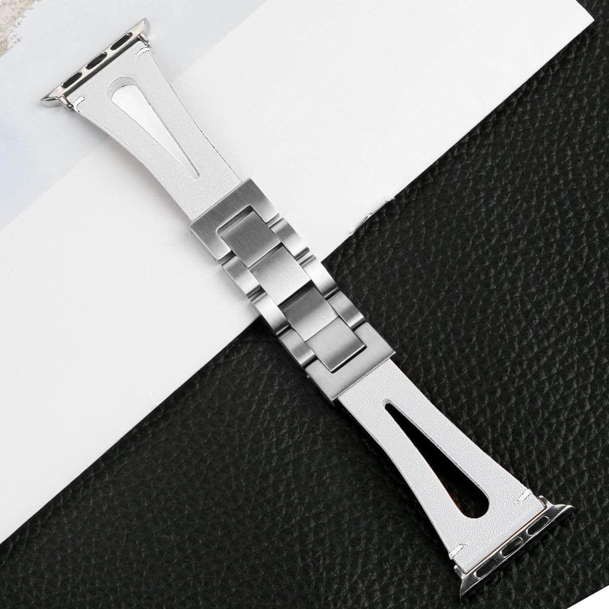 Genuine Leather Loop Metal Band Apple Watch 6 5 4 3 SE 44/42/40/38 - CaseBuddy