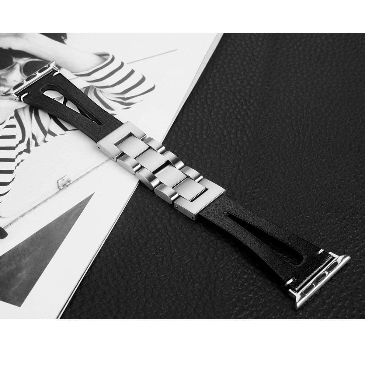 Genuine Leather Loop Metal Band Apple Watch 6 5 4 3 SE 44/42/40/38 - CaseBuddy