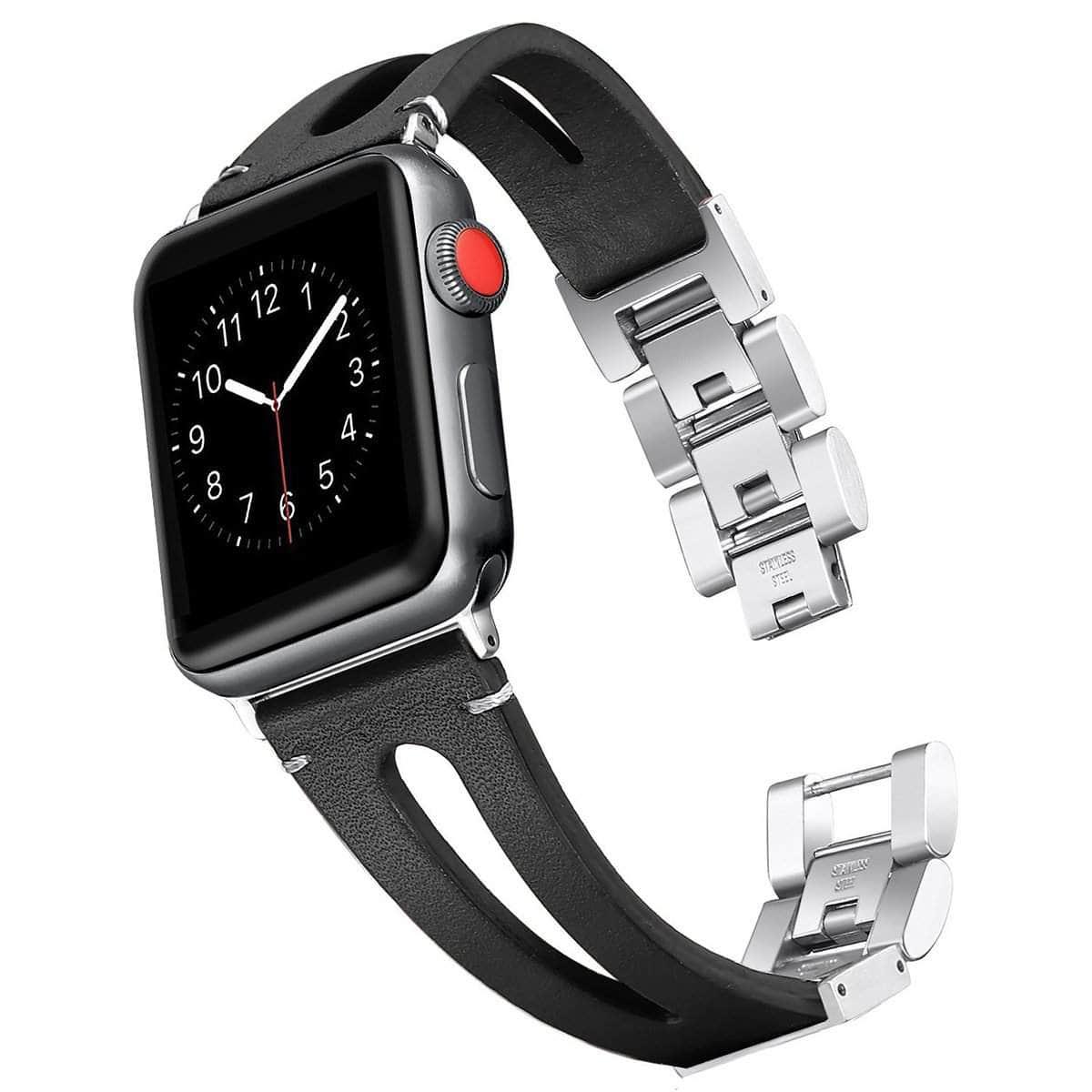 Genuine Leather Loop Metal Band Apple Watch 6 5 4 3 SE 44/42/40/38 - CaseBuddy