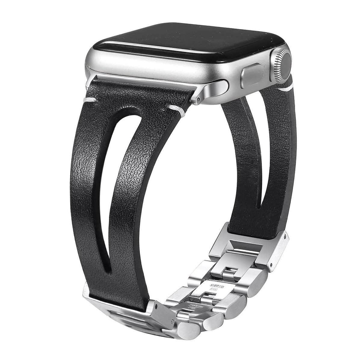 Genuine Leather Loop Metal Band Apple Watch 6 5 4 3 SE 44/42/40/38 - CaseBuddy
