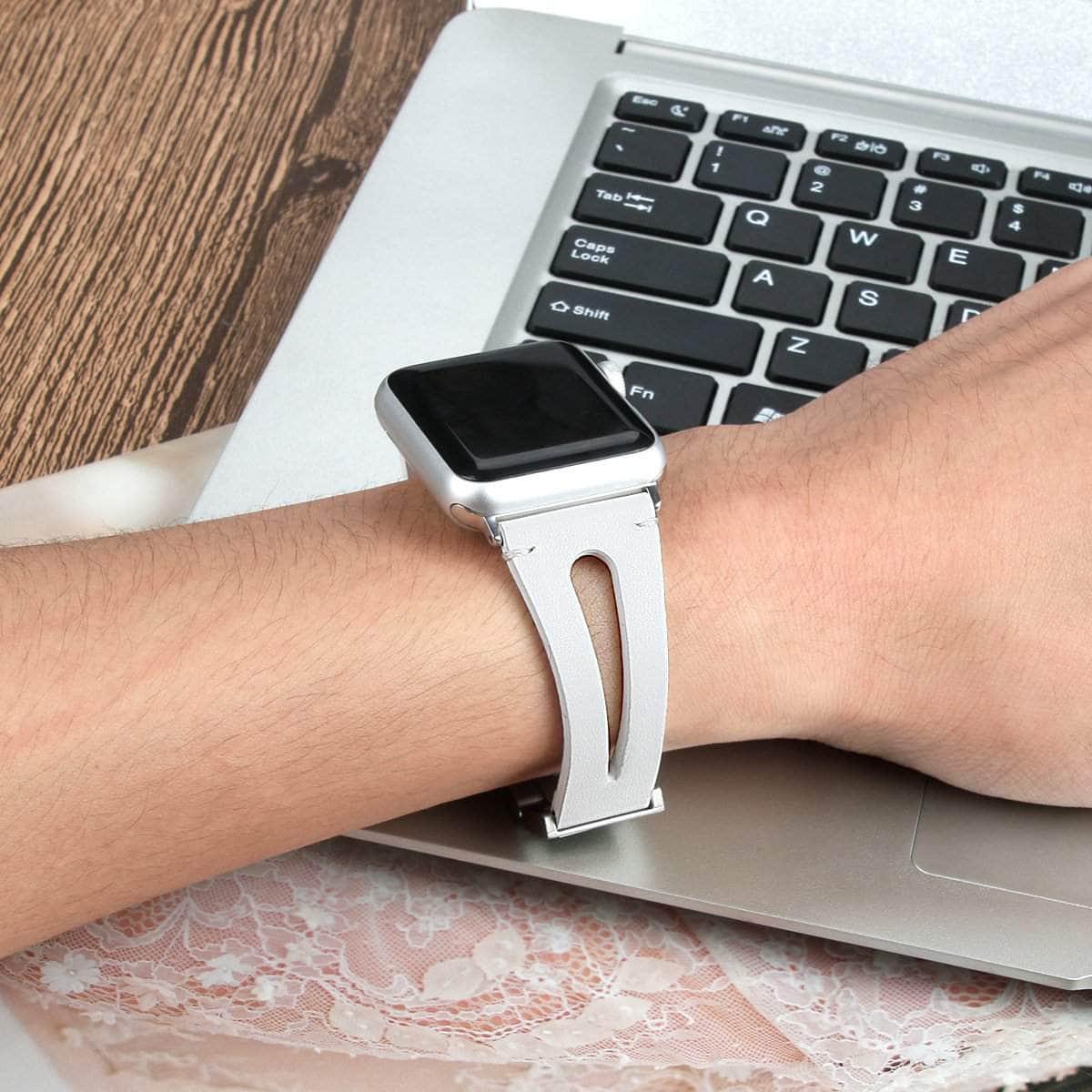 Genuine Leather Loop Metal Band Apple Watch 6 5 4 3 SE 44/42/40/38 - CaseBuddy
