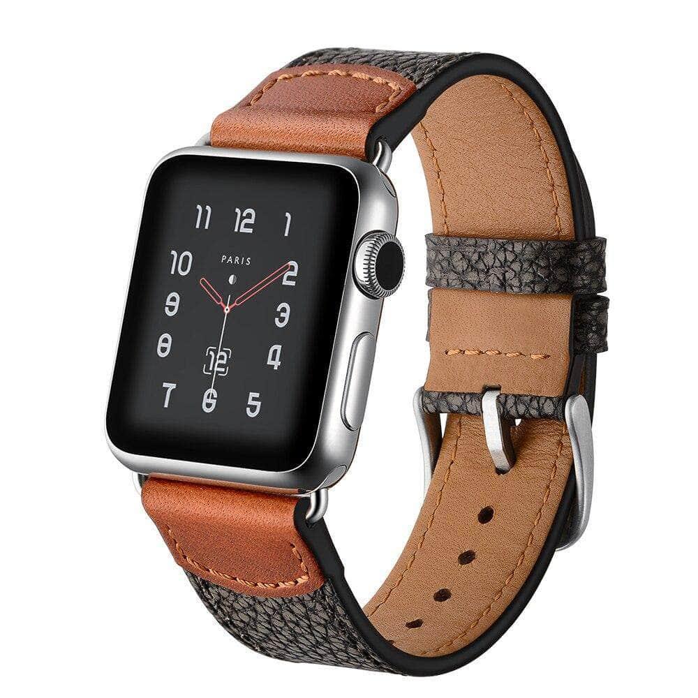 Genuine Leather Watch Band Apple Watch 6 5 4 3 2 1 SE 44/42/40/38 Men's Wristwatch Bracelet - CaseBuddy