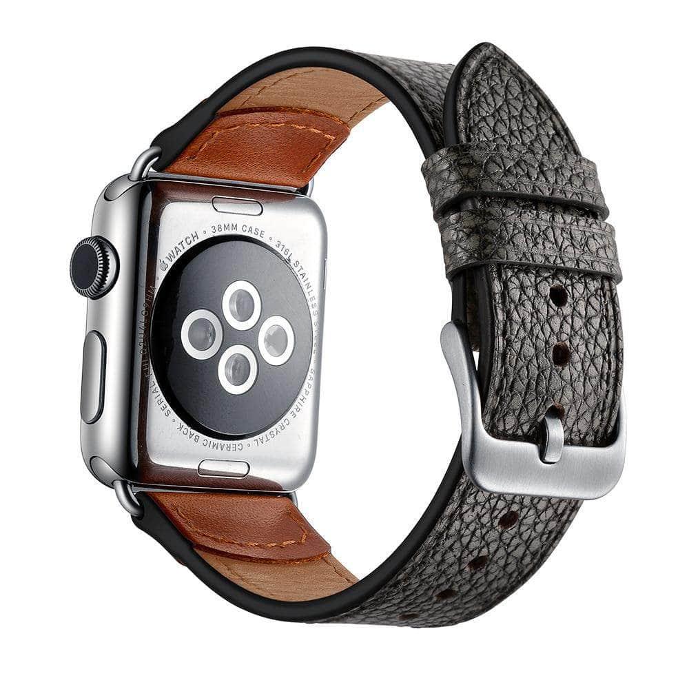 Genuine Leather Watch Band Apple Watch 6 5 4 3 2 1 SE 44/42/40/38 Men's Wristwatch Bracelet - CaseBuddy