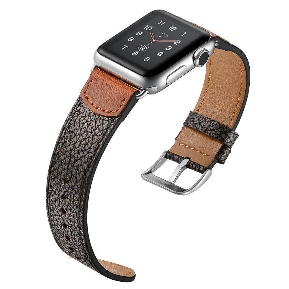 Genuine Leather Watch Band Apple Watch 6 5 4 3 2 1 SE 44/42/40/38 Men's Wristwatch Bracelet - CaseBuddy