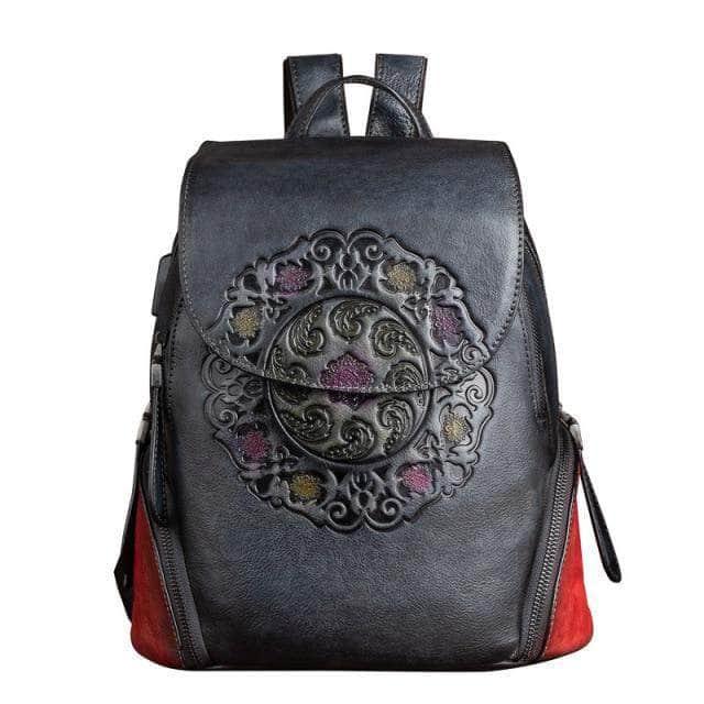 CaseBuddy Australia Casebuddy grey Genuine Leather Women Beautiful Vintage Backpack