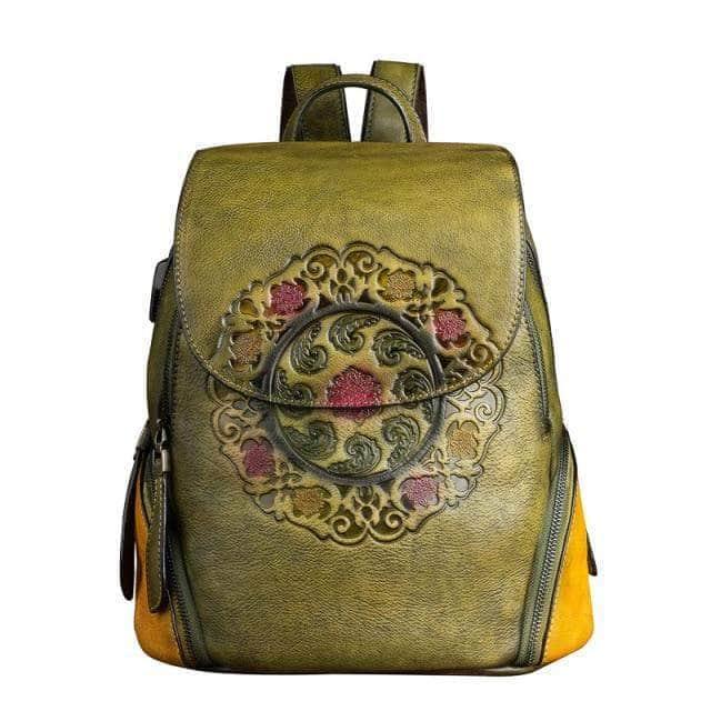 CaseBuddy Australia Casebuddy green Genuine Leather Women Beautiful Vintage Backpack
