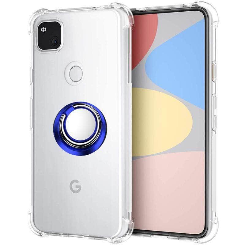 Google Pixel 3 4 5 XL Soft Clear TPU Cover Ring Holder Shockproof Airbag Case - CaseBuddy