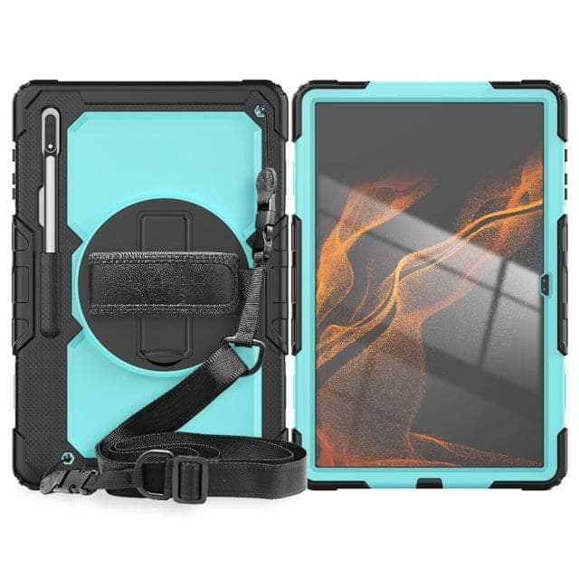 CaseBuddy Australia Casebuddy black SKY BLUE / Tab S8 Ultra Hand Strap 360 Rotatable Kickstand Galaxy Tab S8 Ultra Case