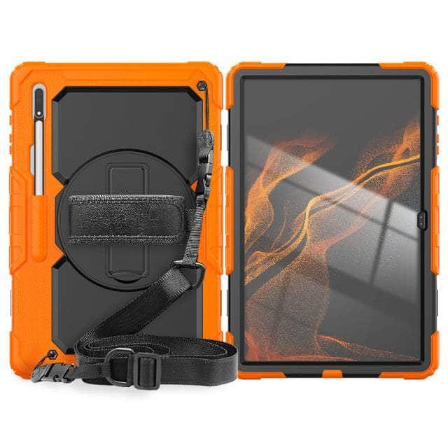 CaseBuddy Australia Casebuddy orange / Tab S8 Ultra Hand Strap 360 Rotatable Kickstand Galaxy Tab S8 Ultra Case