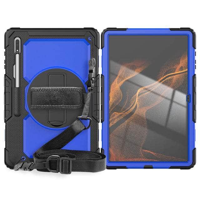 CaseBuddy Australia Casebuddy black blue / Tab S8 Ultra Hand Strap 360 Rotatable Kickstand Galaxy Tab S8 Ultra Case