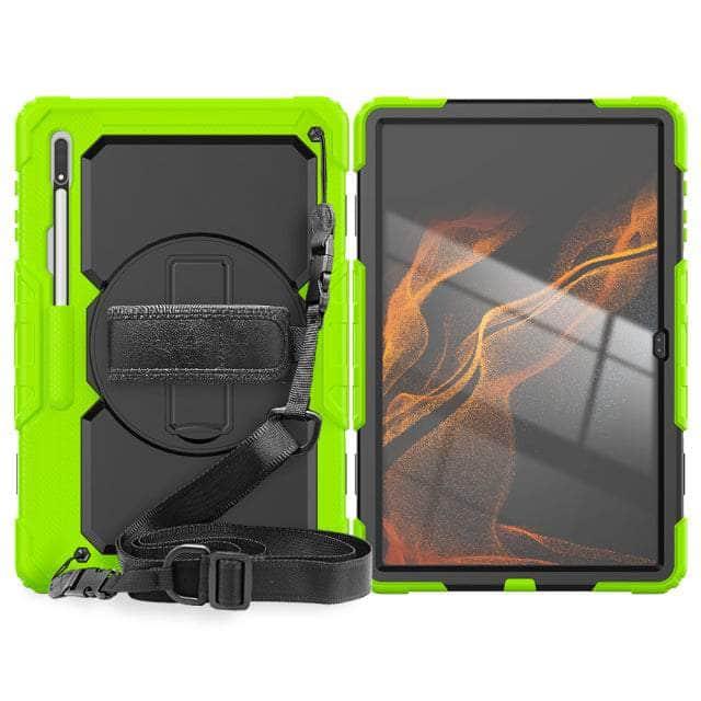 CaseBuddy Australia Casebuddy green black / Tab S8 Ultra Hand Strap 360 Rotatable Kickstand Galaxy Tab S8 Ultra Case