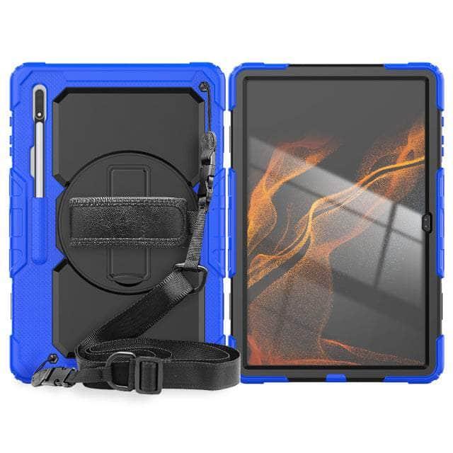 CaseBuddy Australia Casebuddy blue BLACK / Tab S8 Ultra Hand Strap 360 Rotatable Kickstand Galaxy Tab S8 Ultra Case